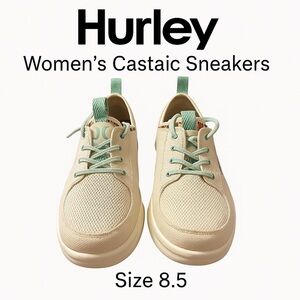 Hurley Women’s Castaic Sneakers – Size 8.5 – Beige & Green